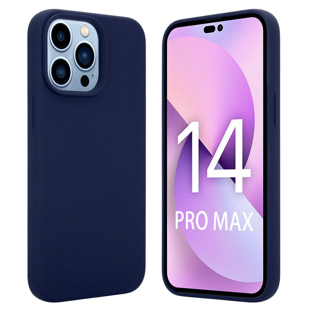 Coverzs Coverzs Luxe Liquid Silicone case geschikt voor iPhone 14 Pro Max (royaal blauw) + ShieldCase screenprotector - beschermglas iPhone bescherming - iPhone case bescherm hoesje + Screenprotector