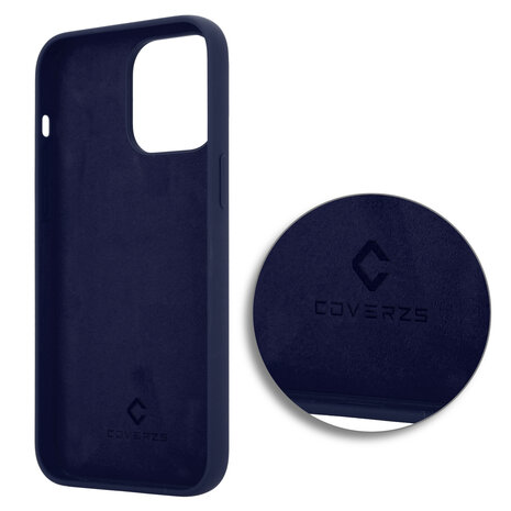 Coverzs Coverzs Luxe Liquid Silicone case geschikt voor iPhone 14 Pro Max (royaal blauw) + ShieldCase screenprotector - beschermglas iPhone bescherming - iPhone case bescherm hoesje + Screenprotector