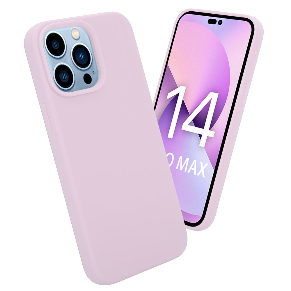 Coverzs Coverzs Luxe Liquid Silicone case geschikt voor iPhone 14 Pro Max (roze) + ShieldCase screenprotector - beschermglas iPhone bescherming - iPhone case bescherm hoesje + Screenprotector