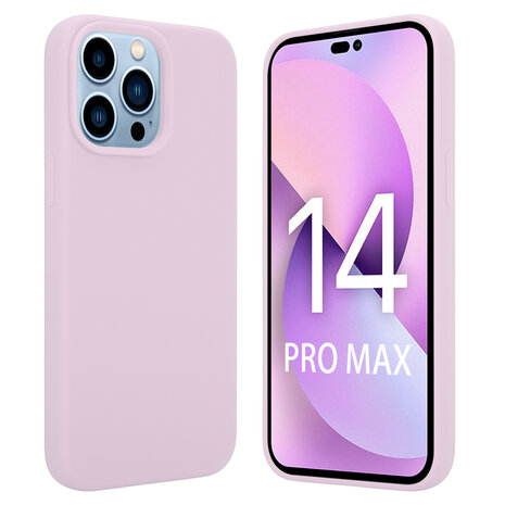 Coverzs Coverzs Luxe Liquid Silicone case geschikt voor iPhone 14 Pro Max (roze) + ShieldCase screenprotector - beschermglas iPhone bescherming - iPhone case bescherm hoesje + Screenprotector
