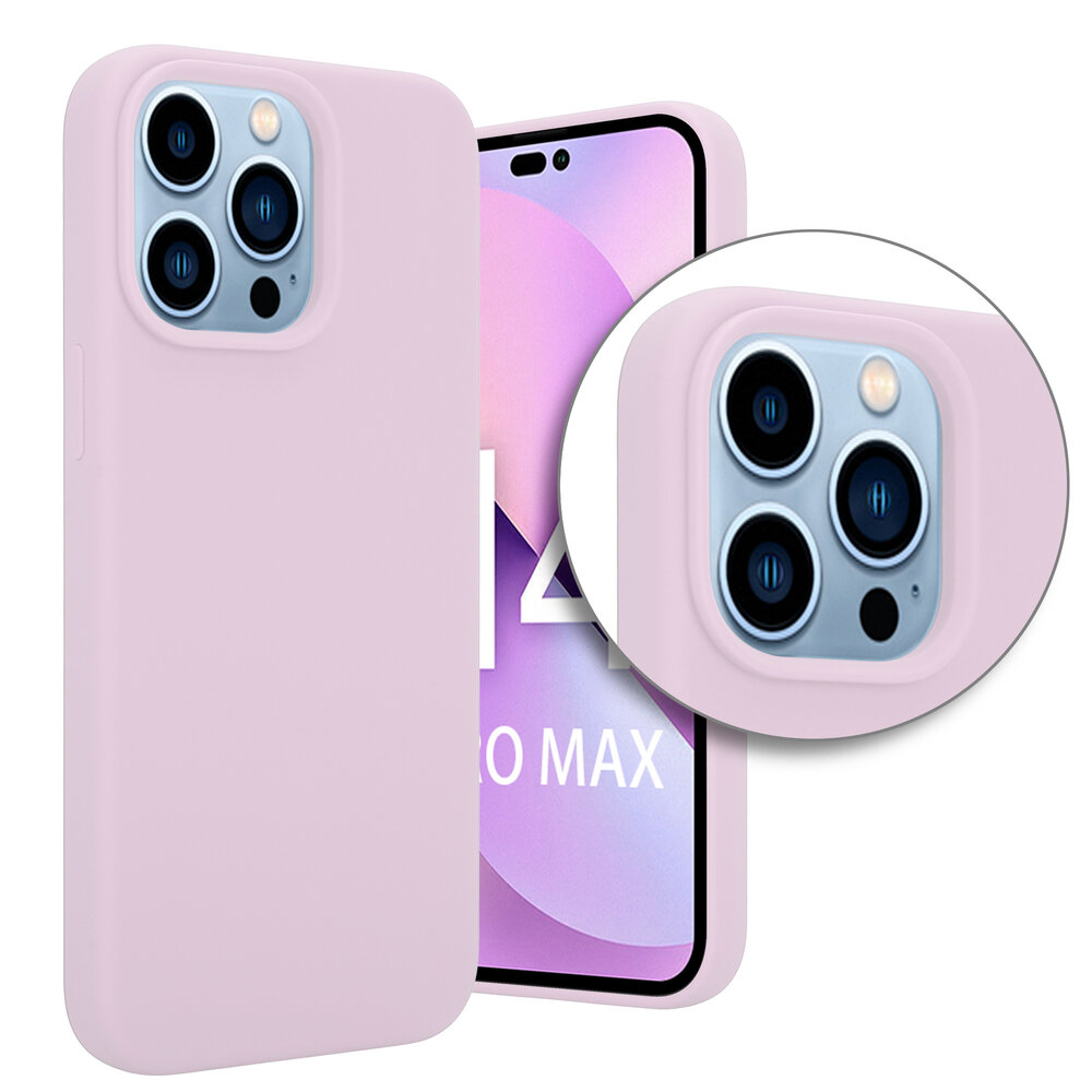 Coverzs Coverzs Luxe Liquid Silicone case geschikt voor iPhone 14 Pro Max (roze) + ShieldCase screenprotector - beschermglas iPhone bescherming - iPhone case bescherm hoesje + Screenprotector
