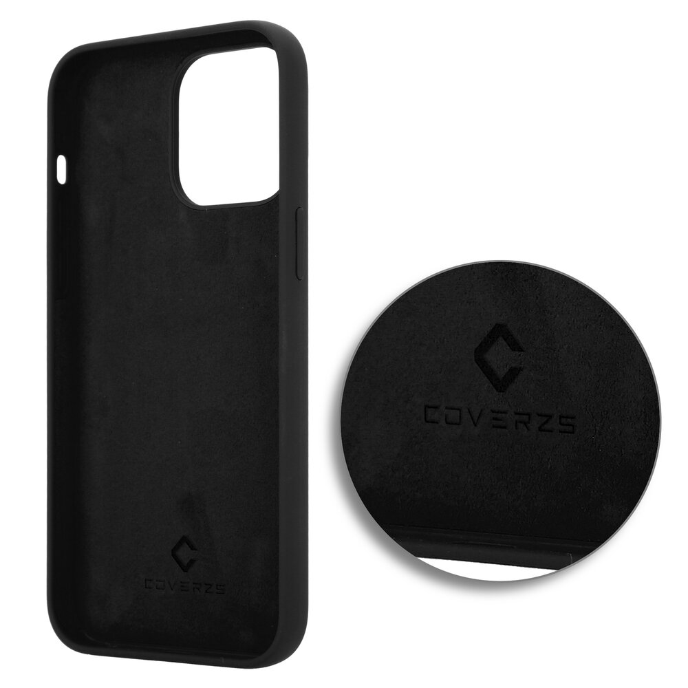 Coverzs Coverzs Luxe Liquid Silicone case geschikt voor iPhone 14 Pro Max (zwart) + ShieldCase screenprotector - beschermglas iPhone bescherming - iPhone case bescherm hoesje + Screenprotector