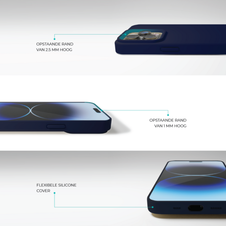 Coverzs Coverzs Solid silicone case geschikt voor iPhone 14 (blauw) + ShieldCase screenprotector - beschermglas iPhone bescherming - iPhone case bescherm hoesje + Screenprotector