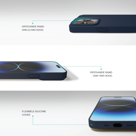 Coverzs Coverzs Solid silicone case geschikt voor iPhone 14 (donkerblauw) + ShieldCase screenprotector - beschermglas iPhone bescherming - iPhone case bescherm hoesje + Screenprotector