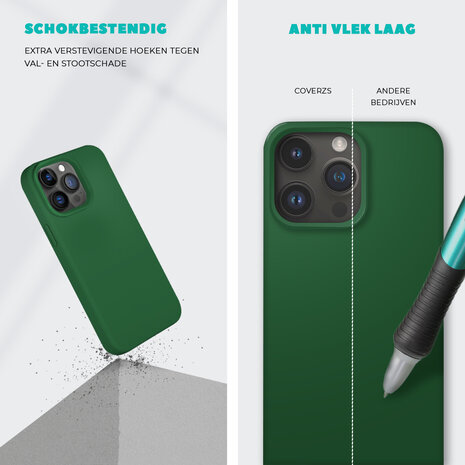 Coverzs Coverzs Solid silicone case geschikt voor iPhone 14 (groen) + ShieldCase screenprotector - beschermglas iPhone bescherming - iPhone case bescherm hoesje + Screenprotector