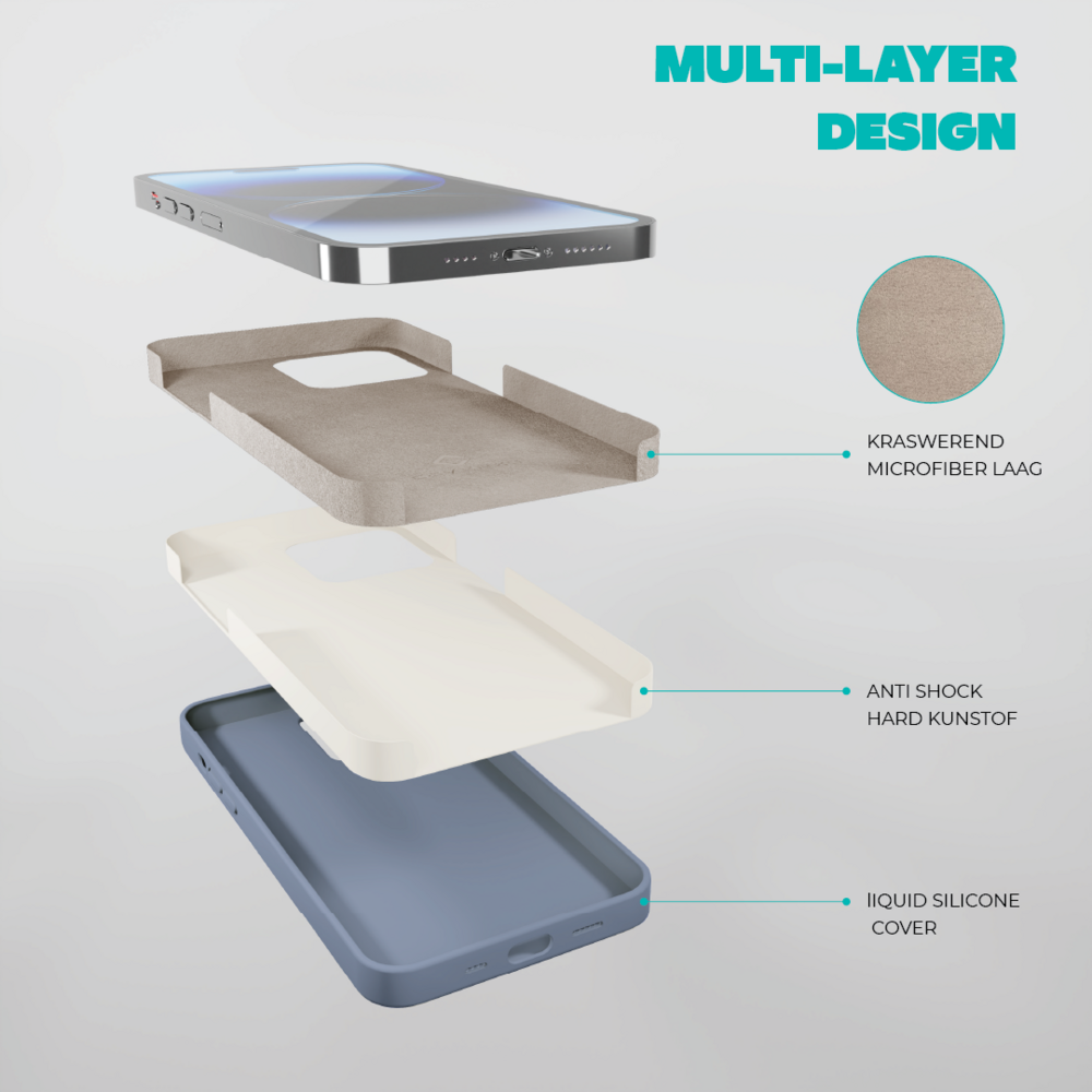 Coverzs Coverzs Solid silicone case geschikt voor iPhone 14 (lavendel grijs) + ShieldCase screenprotector - beschermglas iPhone bescherming - iPhone case bescherm hoesje + Screenprotector