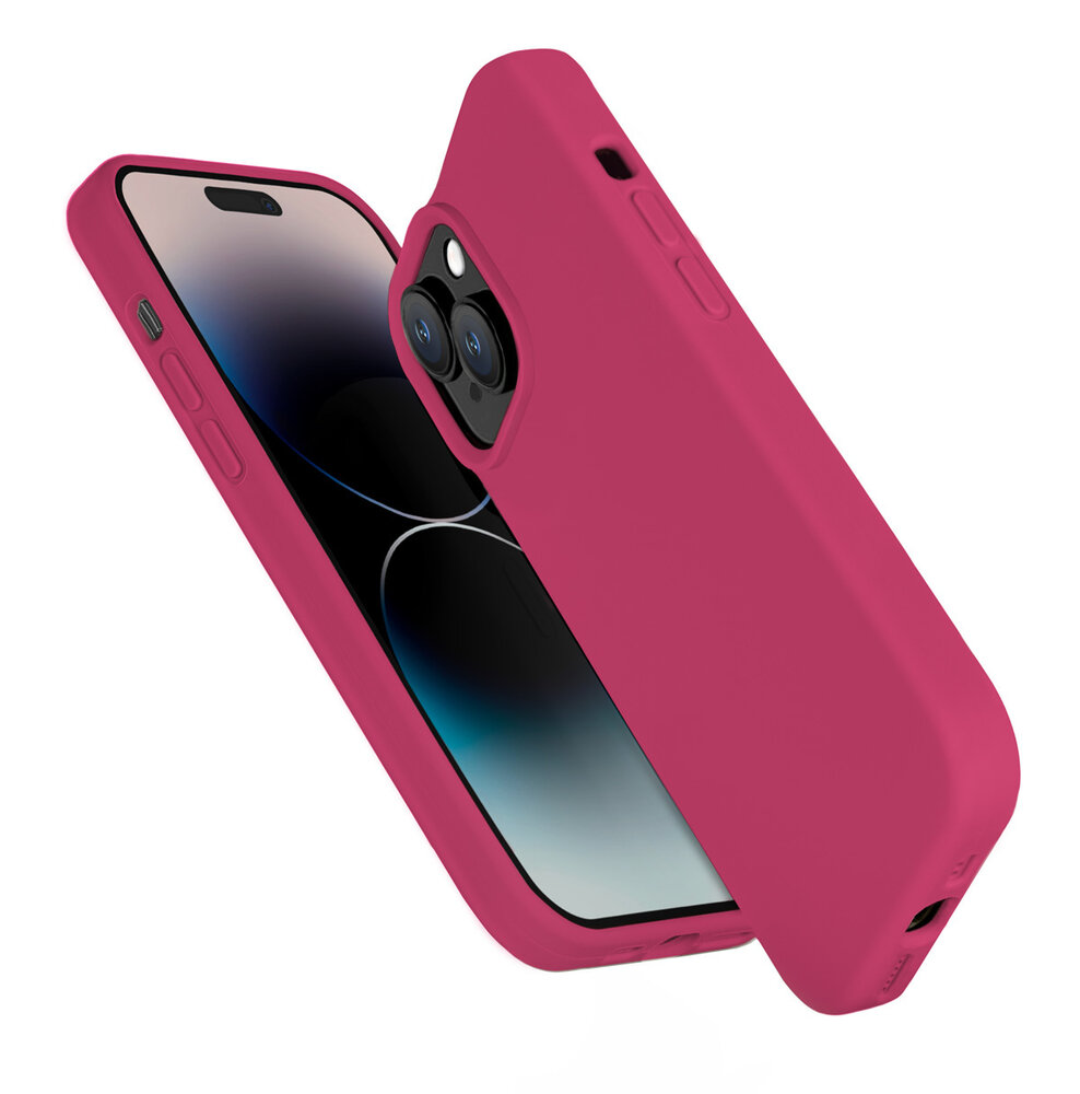 Coverzs Coverzs Solid silicone case geschikt voor iPhone 14 (rosé) + ShieldCase screenprotector - beschermglas iPhone bescherming - iPhone case bescherm hoesje + Screenprotector