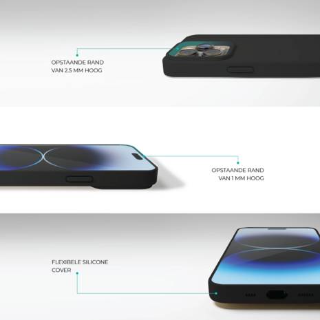 Coverzs Coverzs Solid silicone case geschikt voor iPhone 14 (zwart) + ShieldCase screenprotector - beschermglas iPhone bescherming - iPhone case bescherm hoesje + Screenprotector