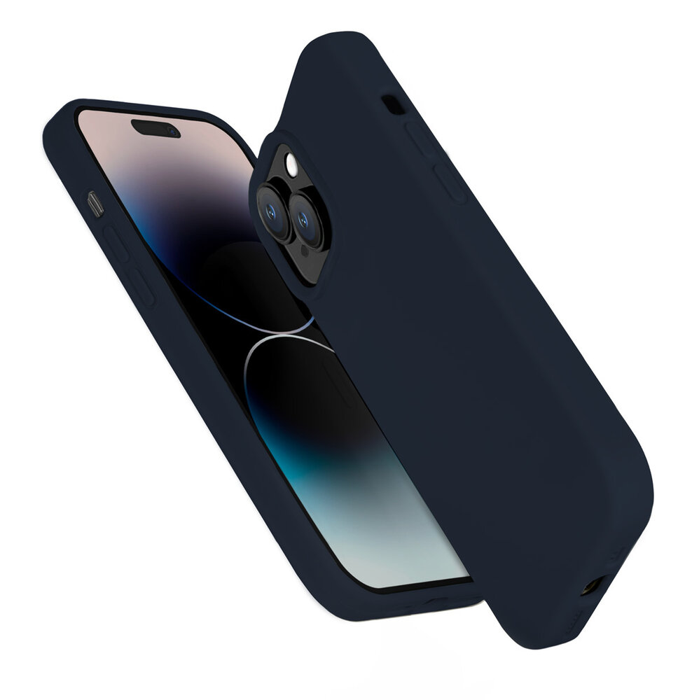 Coverzs Coverzs Solid silicone case geschikt voor iPhone 14 Plus (blauw) + ShieldCase screenprotector - beschermglas iPhone bescherming - iPhone case bescherm hoesje + Screenprotector