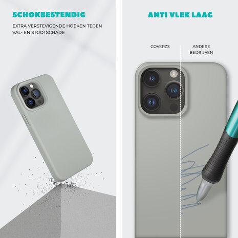 Coverzs Coverzs Solid silicone case geschikt voor iPhone 14 Plus (grijs) + ShieldCase screenprotector - beschermglas iPhone bescherming - iPhone case bescherm hoesje + Screenprotector