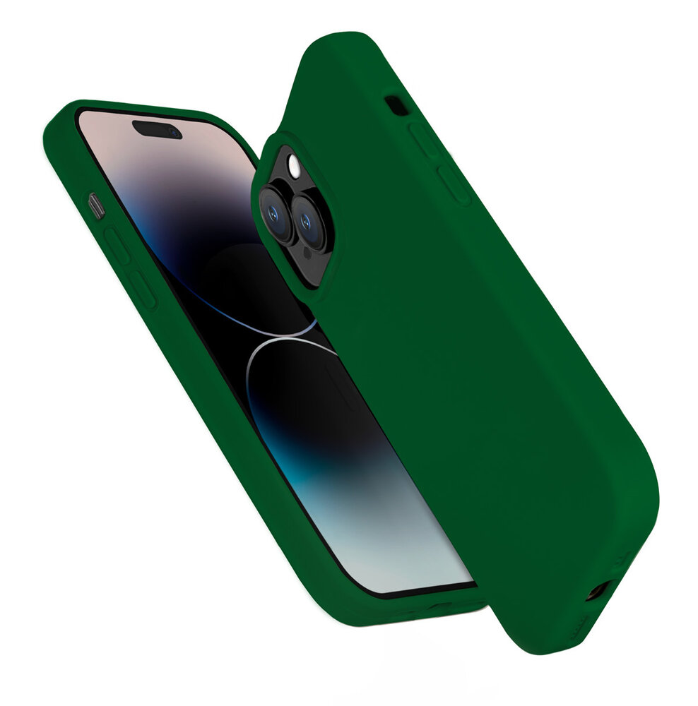 Coverzs Coverzs Solid silicone case geschikt voor iPhone 14 Plus (groen) + ShieldCase screenprotector - beschermglas iPhone bescherming - iPhone case bescherm hoesje + Screenprotector