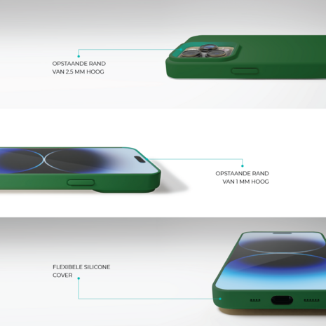 Coverzs Coverzs Solid silicone case geschikt voor iPhone 14 Plus (groen) + ShieldCase screenprotector - beschermglas iPhone bescherming - iPhone case bescherm hoesje + Screenprotector
