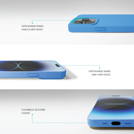 Coverzs Coverzs Solid silicone case geschikt voor iPhone 14 Plus (lichtblauw) + ShieldCase screenprotector - beschermglas iPhone bescherming - iPhone case bescherm hoesje + Screenprotector