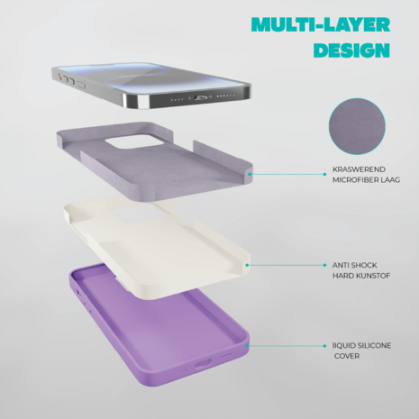 Coverzs Coverzs Solid silicone case geschikt voor iPhone 14 Plus (lichtpaars) + ShieldCase screenprotector - beschermglas iPhone bescherming - iPhone case bescherm hoesje + Screenprotector