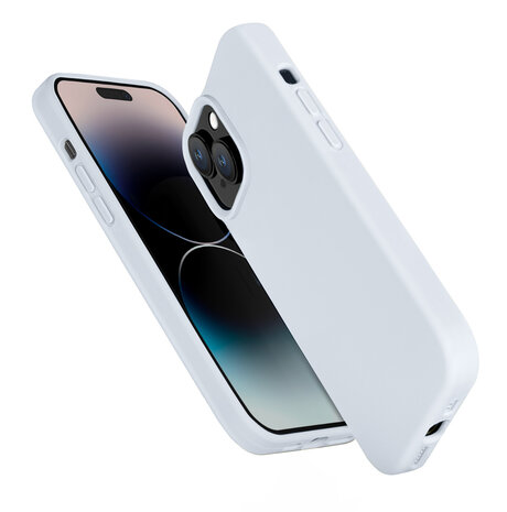 Coverzs Coverzs Solid silicone case geschikt voor iPhone 14 Plus (pastelblauw) + ShieldCase screenprotector - beschermglas iPhone bescherming - iPhone case bescherm hoesje + Screenprotector