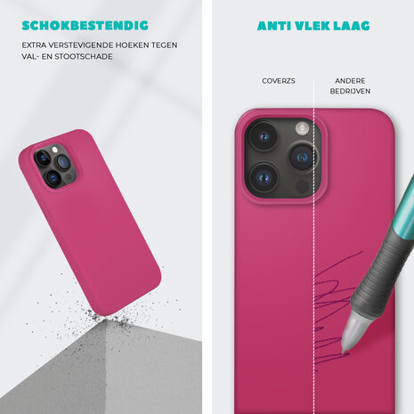 Coverzs Coverzs Solid silicone case geschikt voor iPhone 14 Plus (rosé) + ShieldCase screenprotector - beschermglas iPhone bescherming - iPhone case bescherm hoesje + Screenprotector