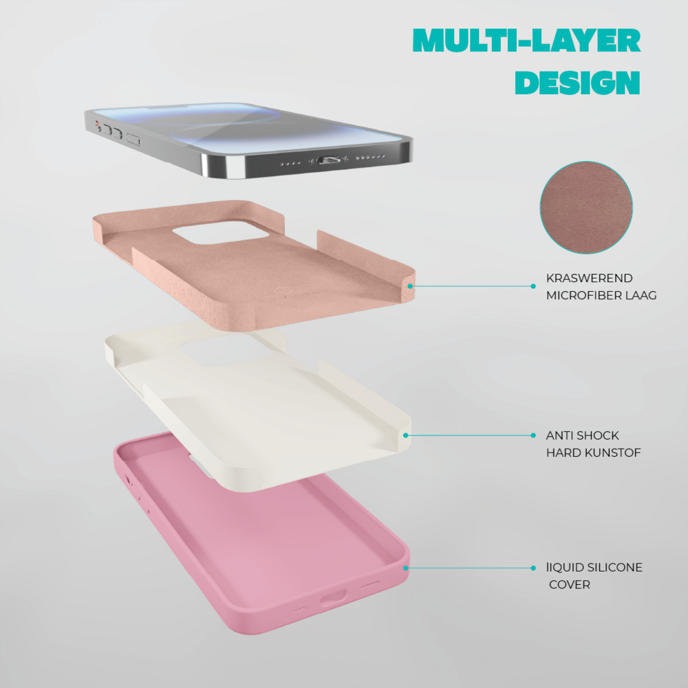 Coverzs Coverzs Solid silicone case geschikt voor iPhone 14 Plus (roze) + ShieldCase screenprotector - beschermglas iPhone bescherming - iPhone case bescherm hoesje + Screenprotector