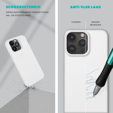 Coverzs Coverzs Solid silicone case geschikt voor iPhone 14 Plus (wit) + ShieldCase screenprotector - beschermglas iPhone bescherming - iPhone case bescherm hoesje + Screenprotector