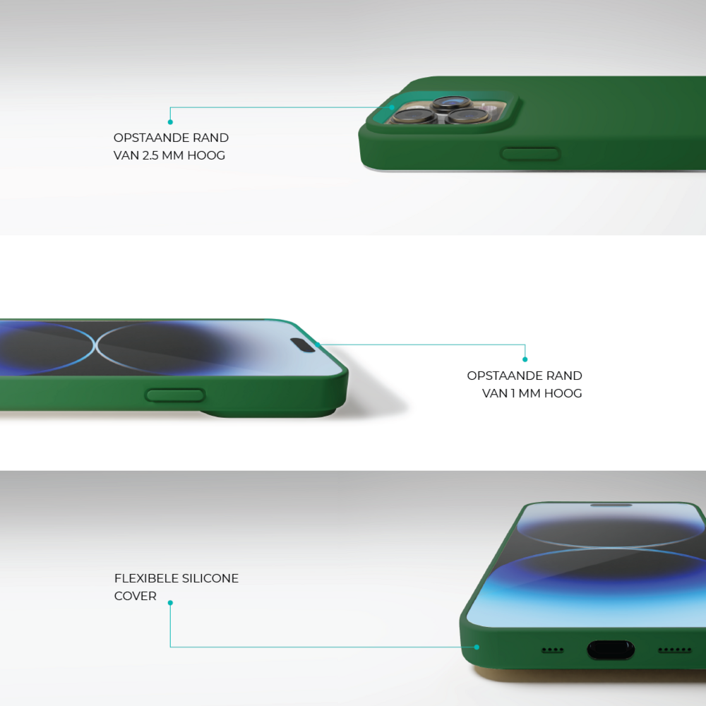 Coverzs Coverzs Solid silicone case geschikt voor iPhone 14 Pro (groen) + ShieldCase screenprotector - beschermglas iPhone bescherming - iPhone case bescherm hoesje + Screenprotector