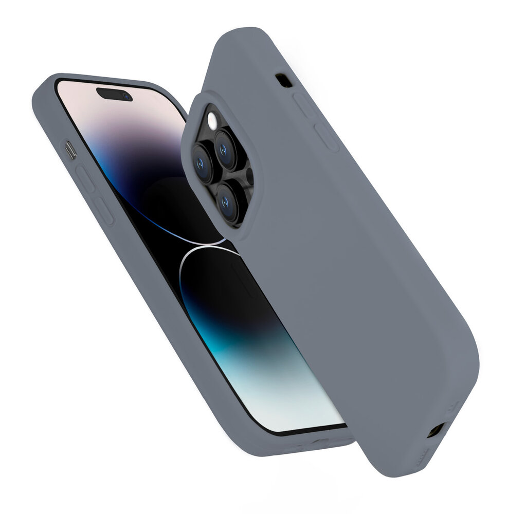 Coverzs Coverzs Solid silicone case geschikt voor iPhone 14 Pro (lavendel grijs) + ShieldCase screenprotector - beschermglas iPhone bescherming - iPhone case bescherm hoesje + Screenprotector