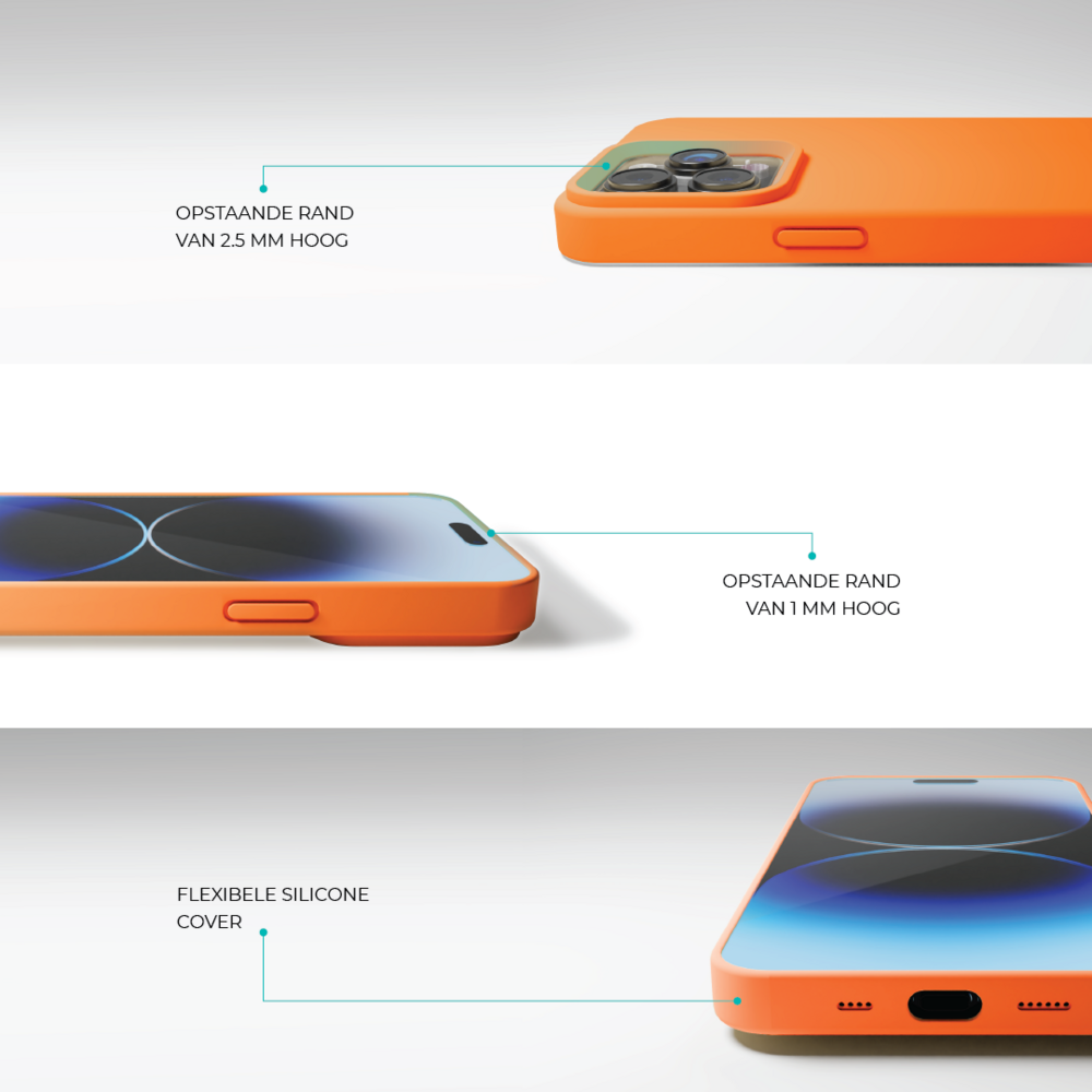 Coverzs Coverzs Solid silicone case geschikt voor iPhone 14 Pro (oranje) + ShieldCase screenprotector - beschermglas iPhone bescherming - iPhone case bescherm hoesje + Screenprotector