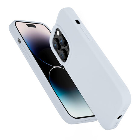 Coverzs Coverzs Solid silicone case geschikt voor iPhone 14 Pro (pastelblauw) + ShieldCase screenprotector - beschermglas iPhone bescherming - iPhone case bescherm hoesje + Screenprotector