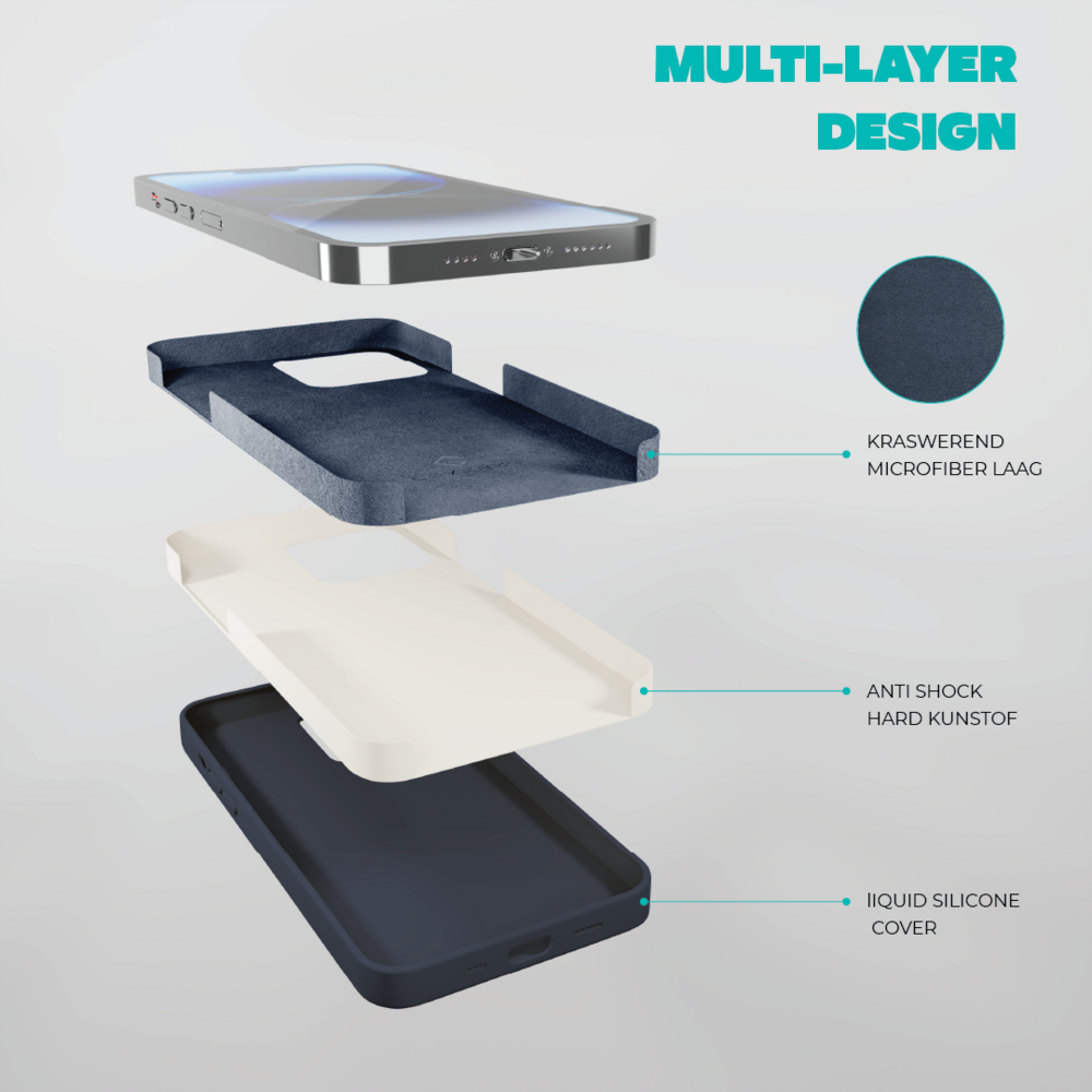 Coverzs Coverzs Solid silicone case geschikt voor iPhone 14 Pro Max (donkerblauw) + ShieldCase screenprotector - beschermglas iPhone bescherming - iPhone case bescherm hoesje + Screenprotector