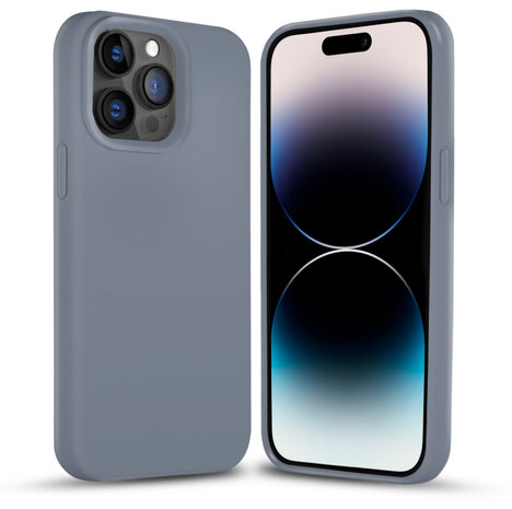 Coverzs Coverzs Solid silicone case geschikt voor iPhone 14 Pro Max (lavendel grijs) + ShieldCase screenprotector - beschermglas iPhone bescherming - iPhone case bescherm hoesje + Screenprotector