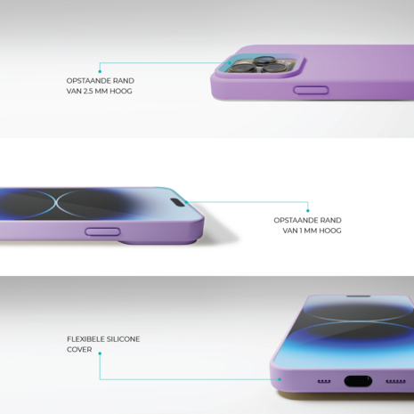 Coverzs Coverzs Solid silicone case geschikt voor iPhone 14 Pro Max (lichtpaars) + ShieldCase screenprotector - beschermglas iPhone bescherming - iPhone case bescherm hoesje + Screenprotector