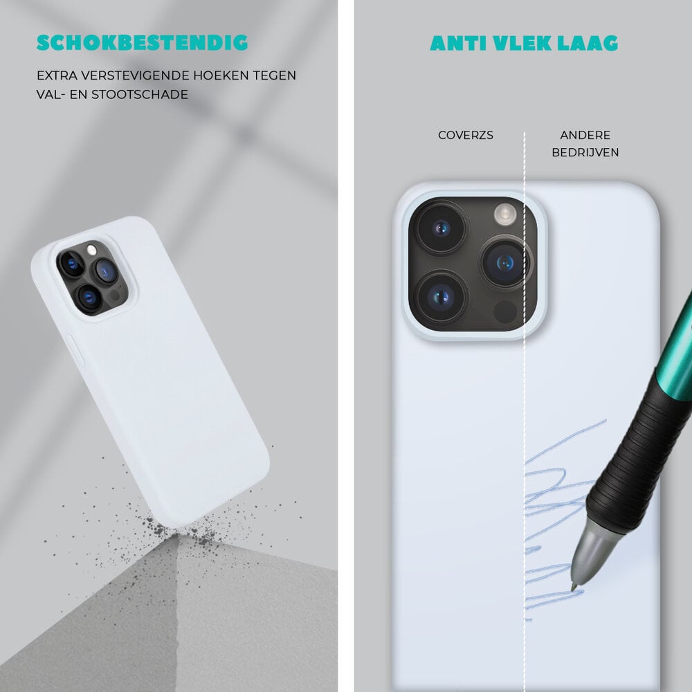 Coverzs Coverzs Solid silicone case geschikt voor iPhone 14 Pro Max (pastelblauw) + ShieldCase screenprotector - beschermglas iPhone bescherming - iPhone case bescherm hoesje + Screenprotector