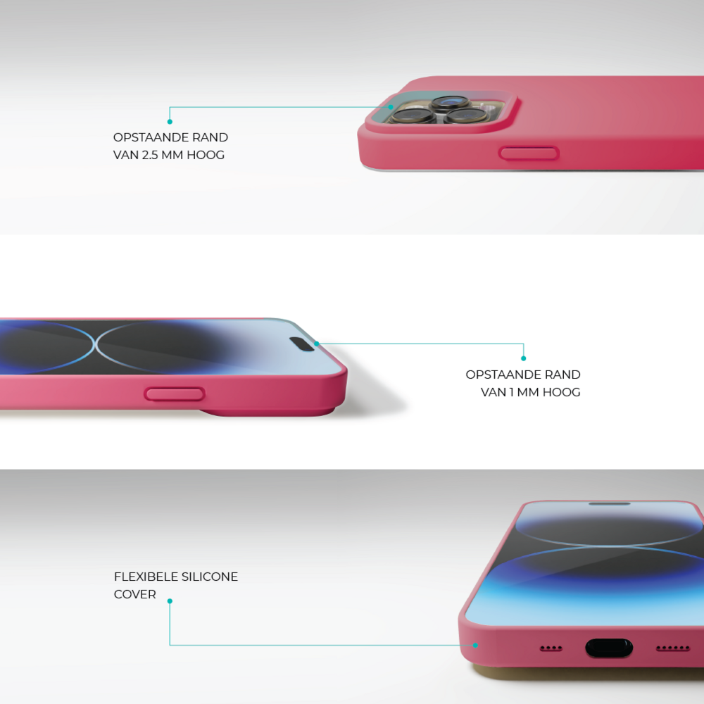Coverzs Coverzs Solid silicone case geschikt voor iPhone 14 Pro Max (rosé) + ShieldCase screenprotector - beschermglas iPhone bescherming - iPhone case bescherm hoesje + Screenprotector