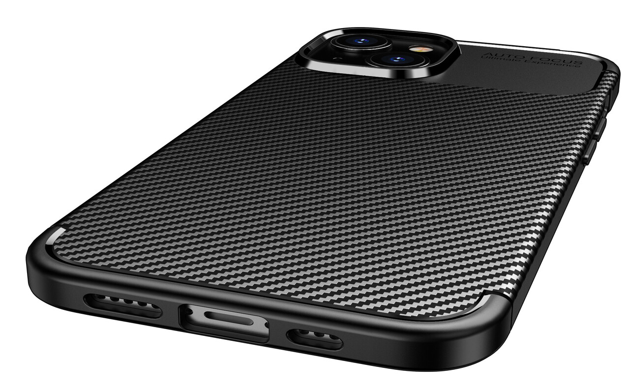 Shieldcase ShieldCase geschikt voor iPhone 14 Carbon Fiber Case (zwart) + ShieldCase screenprotector - beschermglas iPhone bescherming - iPhone case bescherm hoesje + Screenprotector