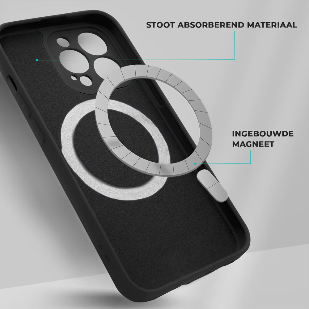 Shieldcase ShieldCase geschikt voor iPhone 14 Magsafe hoesje siliconen zijde (zwart) + ShieldCase screenprotector - beschermglas iPhone bescherming - iPhone case bescherm hoesje + Screenprotector