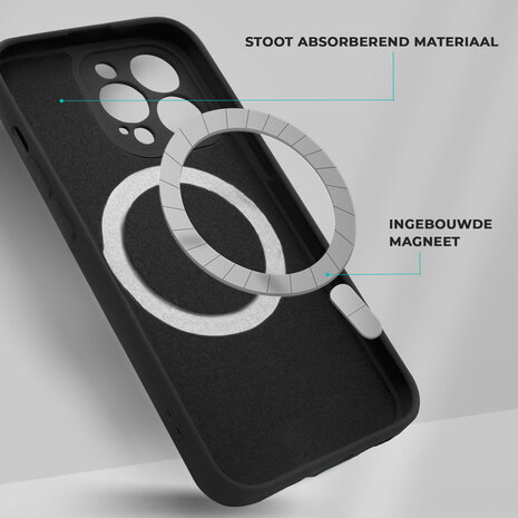 Shieldcase ShieldCase geschikt voor iPhone 14 Magsafe hoesje siliconen zijde (zwart) + ShieldCase screenprotector - beschermglas iPhone bescherming - iPhone case bescherm hoesje + Screenprotector