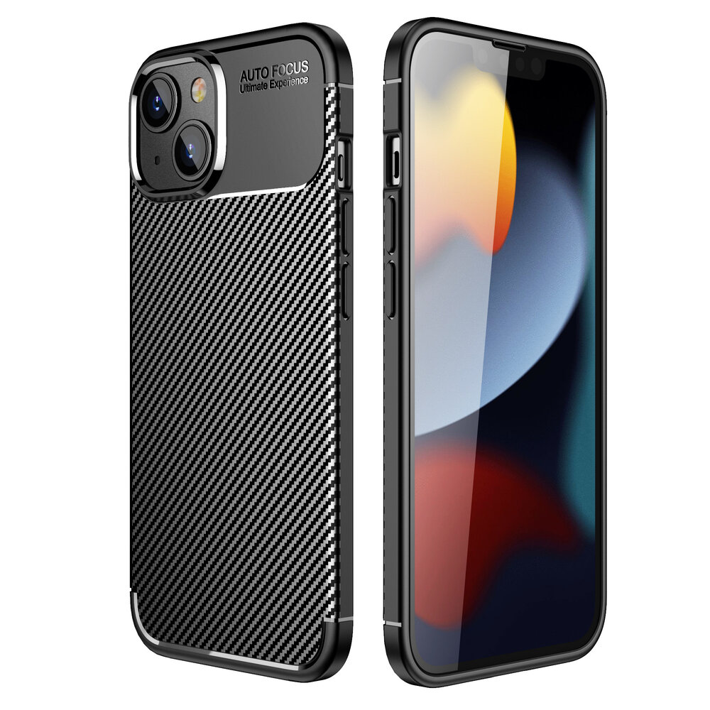 Shieldcase ShieldCase geschikt voor iPhone 14 Plus Carbon Fiber Case (zwart) + ShieldCase screenprotector - beschermglas iPhone bescherming - iPhone case bescherm hoesje + Screenprotector