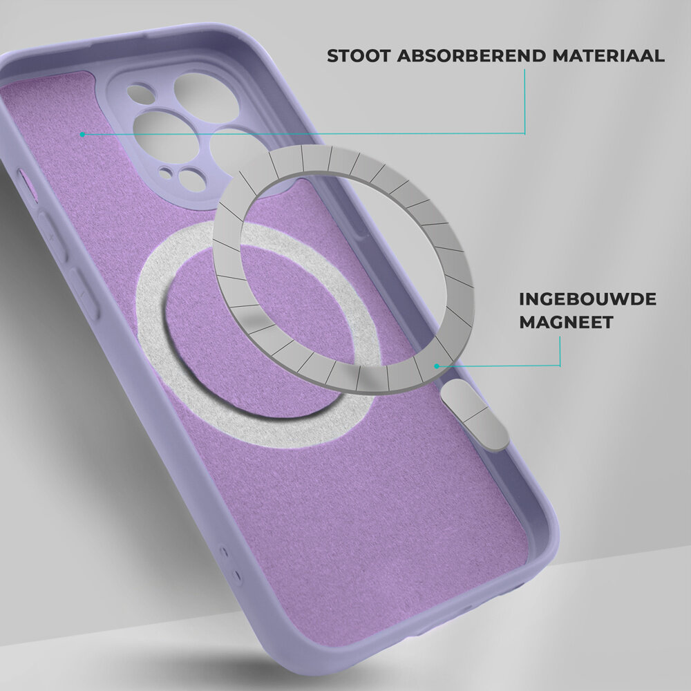 Shieldcase ShieldCase geschikt voor iPhone 14 Plus Magsafe hoesje siliconen zijde (lila) + ShieldCase screenprotector - beschermglas iPhone bescherming - iPhone case bescherm hoesje + Screenprotector