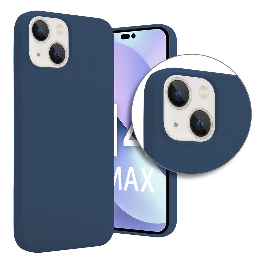 Shieldcase ShieldCase geschikt voor iPhone 14 Plus silicone case (donkerblauw) + ShieldCase screenprotector - beschermglas iPhone bescherming - iPhone case bescherm hoesje + Screenprotector