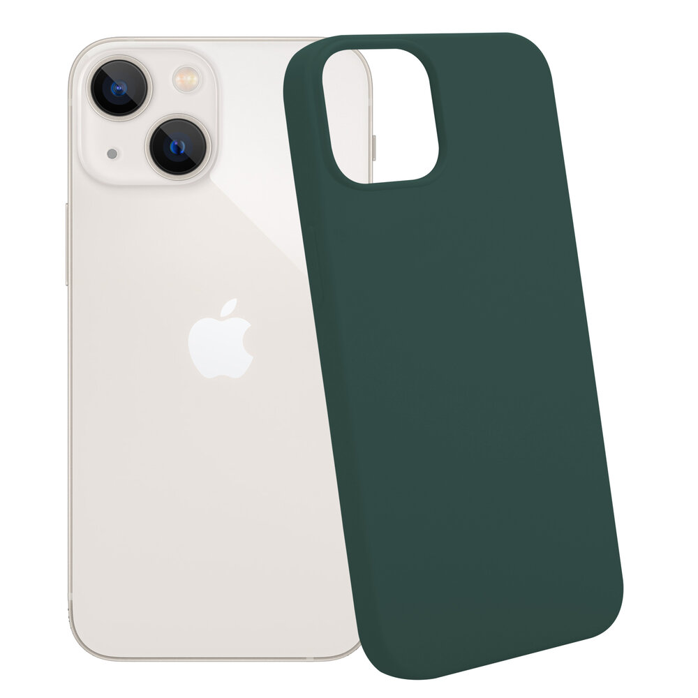 Shieldcase ShieldCase geschikt voor iPhone 14 Plus silicone case (donkergroen) + ShieldCase screenprotector - beschermglas iPhone bescherming - iPhone case bescherm hoesje + Screenprotector