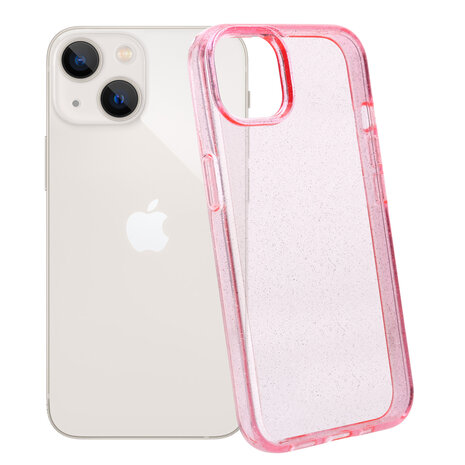 Shieldcase ShieldCase geschikt voor iPhone 14 Plus TPU Glitter case (roze) + ShieldCase screenprotector - beschermglas iPhone bescherming - iPhone case bescherm hoesje + Screenprotector