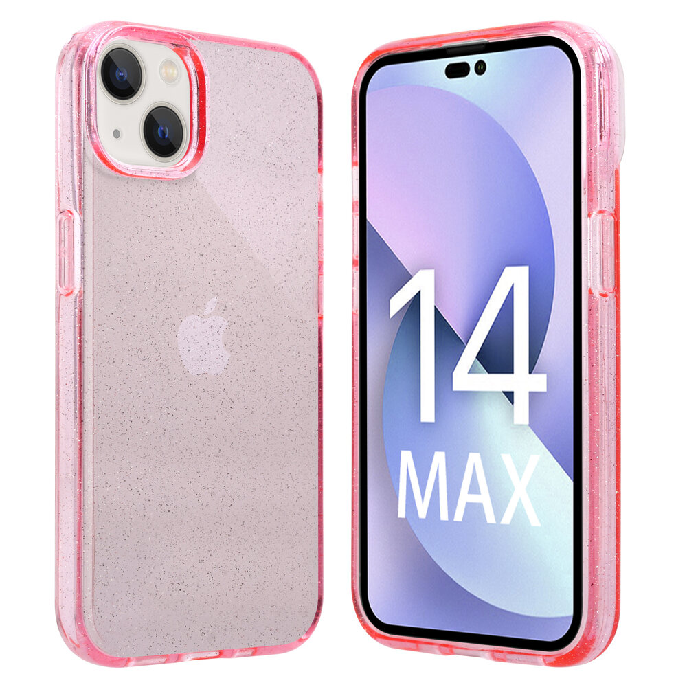 Shieldcase ShieldCase geschikt voor iPhone 14 Plus TPU Glitter case (roze) + ShieldCase screenprotector - beschermglas iPhone bescherming - iPhone case bescherm hoesje + Screenprotector