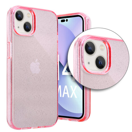 Shieldcase ShieldCase geschikt voor iPhone 14 Plus TPU Glitter case (roze) + ShieldCase screenprotector - beschermglas iPhone bescherming - iPhone case bescherm hoesje + Screenprotector
