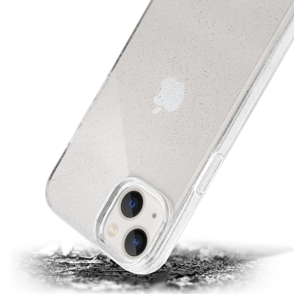 Shieldcase ShieldCase geschikt voor iPhone 14 Plus TPU Glitter case (transparant) + ShieldCase screenprotector - beschermglas iPhone bescherming - iPhone case bescherm hoesje + Screenprotector
