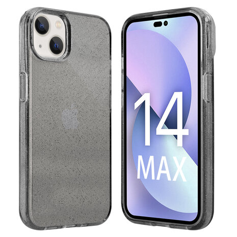 Shieldcase ShieldCase geschikt voor iPhone 14 Plus TPU Glitter case (zwart) + ShieldCase screenprotector - beschermglas iPhone bescherming - iPhone case bescherm hoesje + Screenprotector