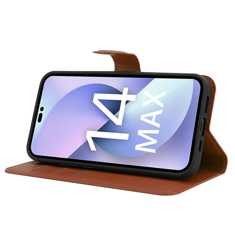 Shieldcase ShieldCase geschikt voor iPhone 14 Plus wallet case (bruin) + ShieldCase screenprotector - beschermglas iPhone bescherming - iPhone case bescherm hoesje + Screenprotector