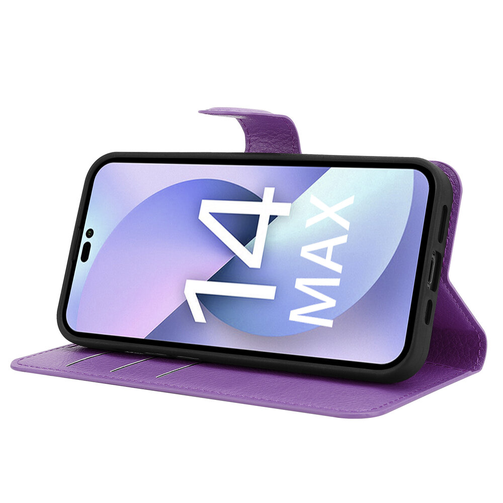 Shieldcase ShieldCase geschikt voor iPhone 14 Plus wallet case (paars) + ShieldCase screenprotector - beschermglas iPhone bescherming - iPhone case bescherm hoesje + Screenprotector