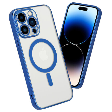 Shieldcase ShieldCase geschikt voor iPhone 14 Pro hoesje transparant Magsafe metal coating (donkerblauw) + ShieldCase screenprotector - beschermglas iPhone bescherming - iPhone case bescherm hoesje + Screenprotector