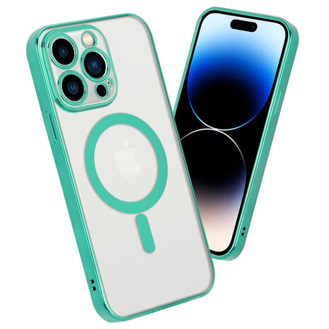 Shieldcase ShieldCase geschikt voor iPhone 14 Pro hoesje transparant Magsafe metal coating (groen) + ShieldCase screenprotector - beschermglas iPhone bescherming - iPhone case bescherm hoesje + Screenprotector