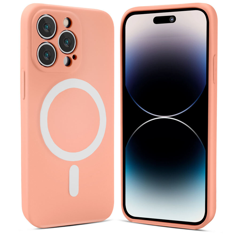 Shieldcase ShieldCase geschikt voor iPhone 14 Pro Magsafe hoesje siliconen zijde (roze) + ShieldCase screenprotector - beschermglas iPhone bescherming - iPhone case bescherm hoesje + Screenprotector