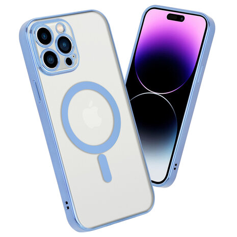 Shieldcase ShieldCase geschikt voor iPhone 14 Pro Max hoesje transparant Magsafe metal coating (blauw) + ShieldCase screenprotector - beschermglas iPhone bescherming - iPhone case bescherm hoesje + Screenprotector