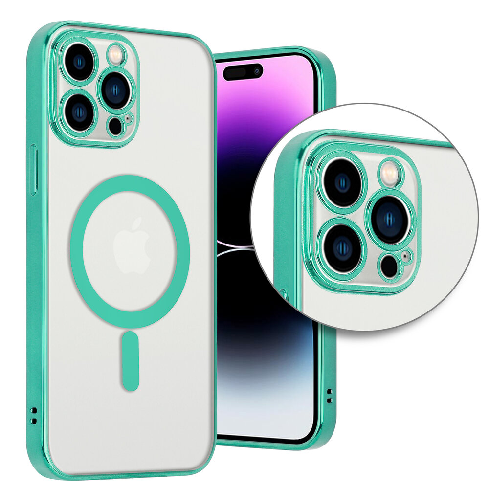 Shieldcase ShieldCase geschikt voor iPhone 14 Pro Max hoesje transparant Magsafe metal coating (groen) + ShieldCase screenprotector - beschermglas iPhone bescherming - iPhone case bescherm hoesje + Screenprotector